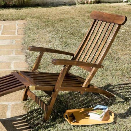Chaise longue de jardin en bois teck huilé MAEVA