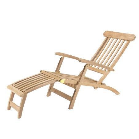 Chaise longue de jardin en bois teck brut FUN