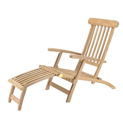 Chaise longue de jardin en bois teck brut FUN