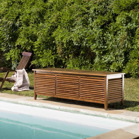 Coffre de jardin en bois teck huilé 200x55cm