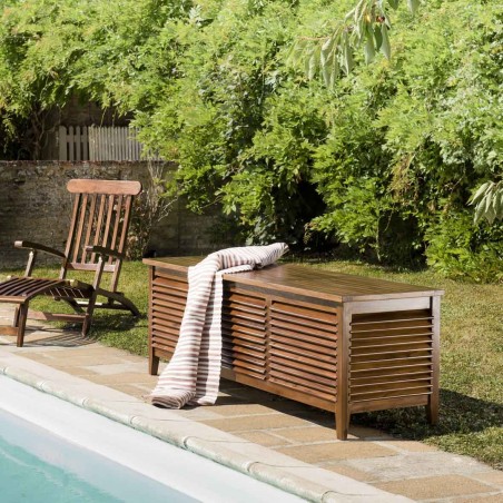 MAEVA Garden Chest in Oiled Teak Wood 200 x 55 cm - Outdoor Furniture
