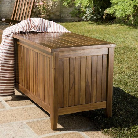 Coffre de jardin piscine en bois teck huilé MAEVA 165x55cm