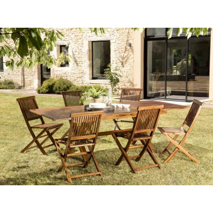 MAEVA Oiled Teak Garden Furniture Set for 8/10 People - Rot-Resistant Teak Wood