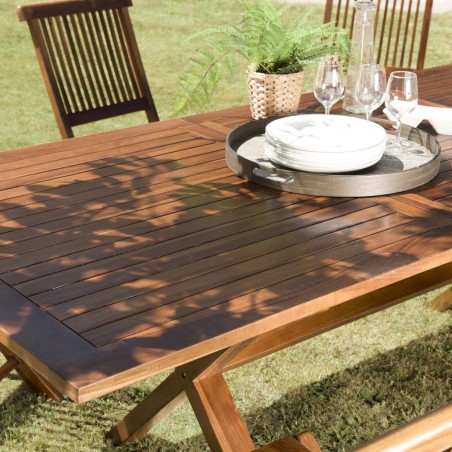 MAEVA Oiled Teak Garden Furniture Set for 8/10 People - Rot-Resistant Teak Wood