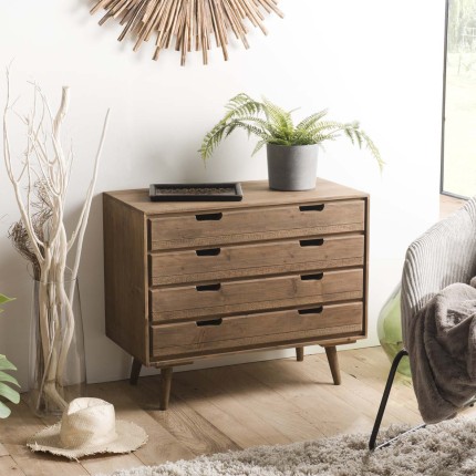 Commode ANDY bois marron 4 tiroirs - Scandinave