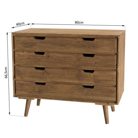 ANDY - Brown Wood Scandi Chest of Drawers | 4 Drawers, Pine