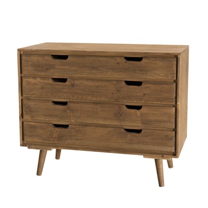 ANDY - Brown Wood Scandi Chest of Drawers | 4 Drawers, Pine