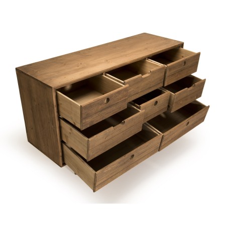 ANDY - Brown Wood Scandi Chest of Drawers with 8 Drawers
