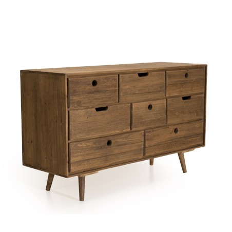 Commode ANDY - Bois de sapin ciré - 8 tiroirs
