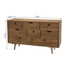 Commode ANDY - Bois de sapin ciré - 8 tiroirs