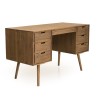 ANDY - Brown Wood Scandi Desk with 6 Drawers, Pine
