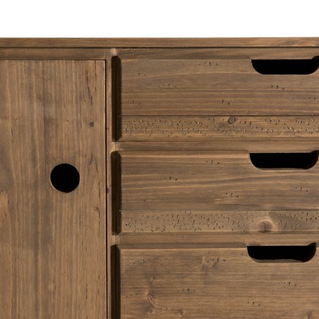 Buffet ANDY - Bois de sapin ciré - 2 portes 3 tiroirs