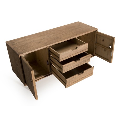 ANDY Brown Wood Scandi Sideboard - 2 Doors, 3 Drawers - Pine