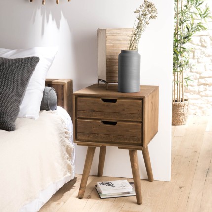 Chevet ANDY - Bois marron 2 tiroirs