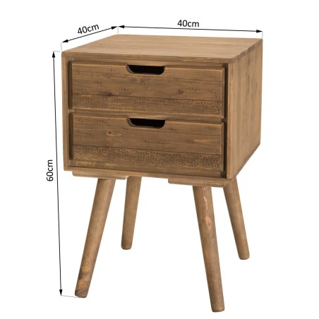 Chevet ANDY - Bois marron 2 tiroirs