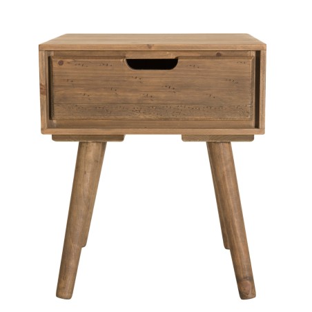 ANDY Brown Wood Scandi Bedside Table - Pine 1 Drawer