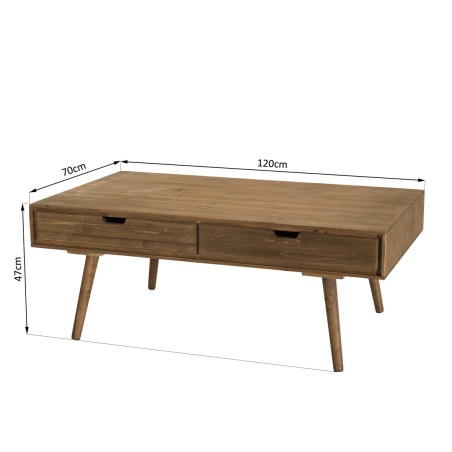 Table basse ANDY - Bois Sapin 4 tiroirs