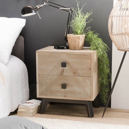 Chevet MANDY beige style scandinave 2 tiroirs