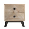 MANDY Beige Scandi Bedside Table with 2 Drawers - Pine