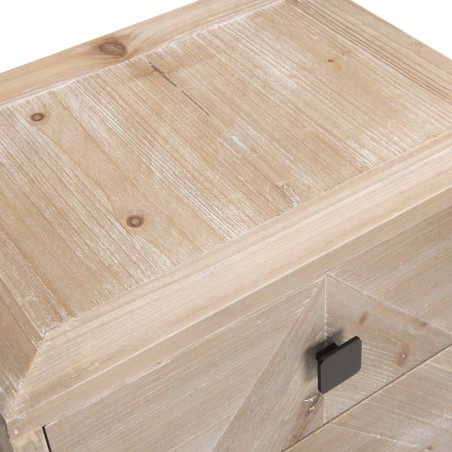 MANDY Beige Scandi Bedside Table with 2 Drawers - Pine