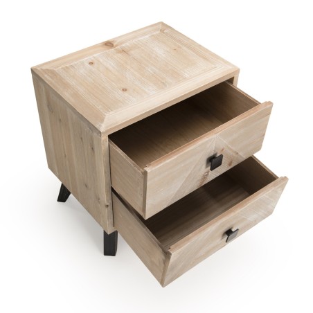 Chevet MANDY beige style scandinave 2 tiroirs