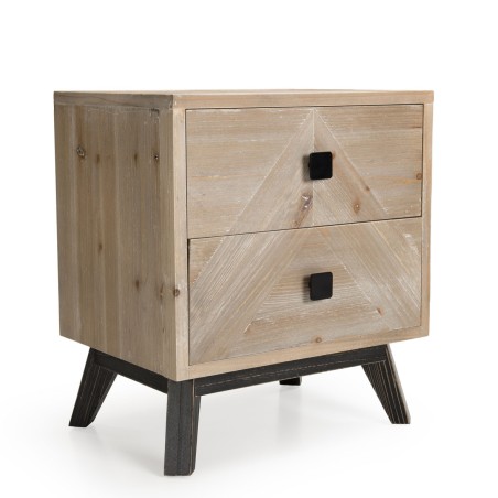 Chevet MANDY beige style scandinave 2 tiroirs