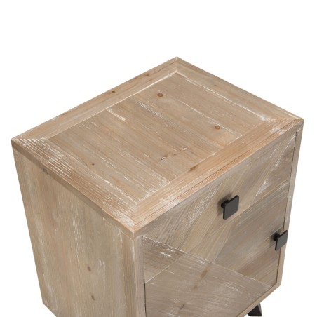 MANDY Beige Scandi Bedside Table 1 Drawer 1 Door Black Feet