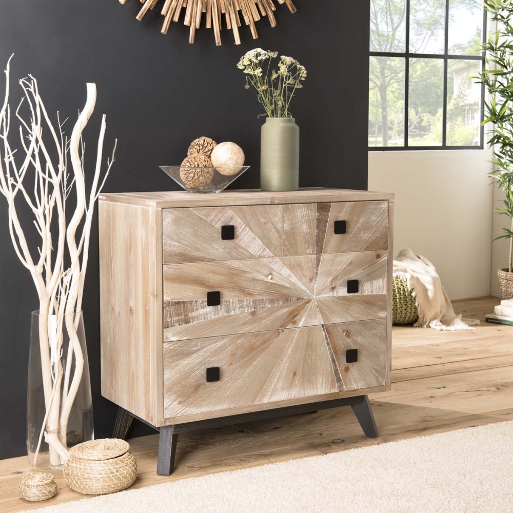 Commode MANDY beige scandi 4 tiroirs Commode MANDY beige scandi 4 tiroirs