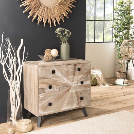 MANDY Beige Scandi Chest of Drawers - 4 Drawers, Pine