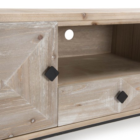 MANDY Beige Scandi TV Stand - 2 Doors, 1 Drawer, 1 Niche