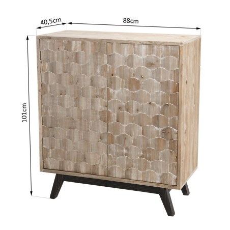 MANDY Beige Scandi Sideboard with 2 Doors and Black Legs - Pine Wood