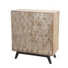 MANDY Beige Scandi Sideboard with 2 Doors and Black Legs - Pine Wood