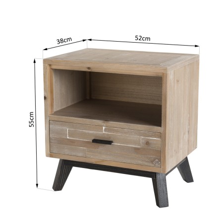 MANDY Beige Scandi Bedside Table with 1 Drawer and 1 Shelf