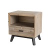 MANDY Beige Scandi Bedside Table with 1 Drawer and 1 Shelf