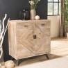 MANDY - Beige Scandi Buffet 2 Drawers 2 Doors Black Legs Pine