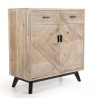 MANDY - Beige Scandi Buffet 2 Drawers 2 Doors Black Legs Pine
