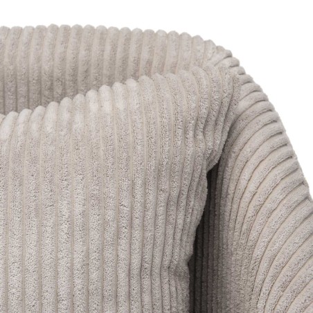 AGATHE - Pearl Grey Corduroy Fabric Armchair with Flared Metal Legs