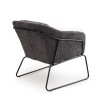 AGATHE Anthracite Grey Corduroy Fabric Armchair - Flared Metal Legs