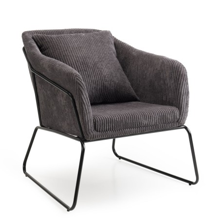 Fauteuil AGATHE - Velours côtelé gris anthracite