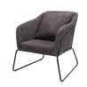 AGATHE Anthracite Grey Corduroy Fabric Armchair - Flared Metal Legs