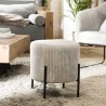 AGATHE Round Stool 36x36cm Pearl Grey Corduroy Fabric