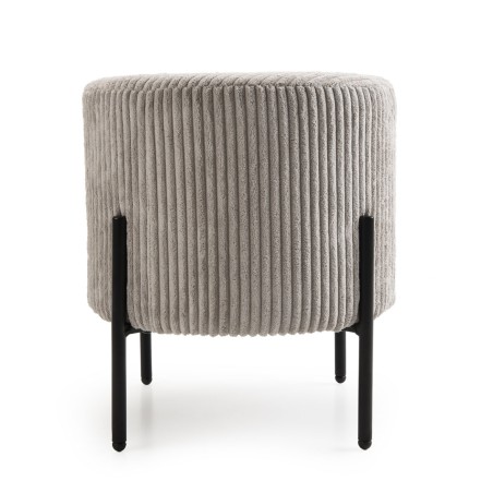 Tabouret rond AGATHE en velours côtelé gris perle