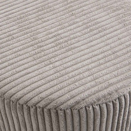 Tabouret rond AGATHE en velours côtelé gris perle