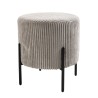 Tabouret rond AGATHE en velours côtelé gris perle