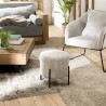 AGATHE Round Stool 36x36cm Pearl Grey Corduroy Fabric