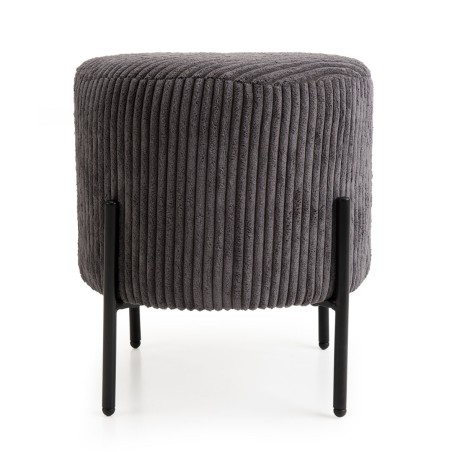 Tabouret rond AGATHE en velours côtelé gris anthracite