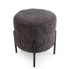 AGATHE Round Stool 36x36cm Anthracite Grey Corduroy Fabric