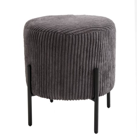 Tabouret rond AGATHE en velours côtelé gris anthracite