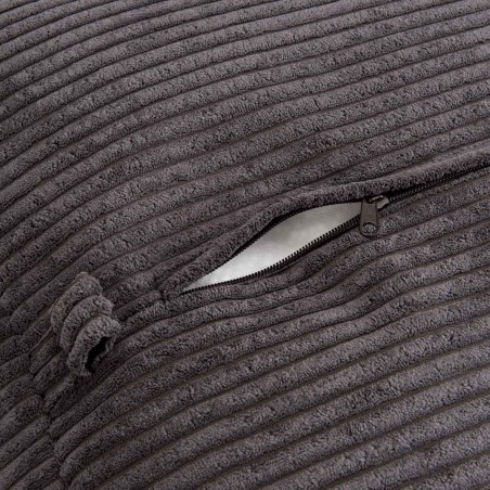 AGATHE Square Pouffe 57x57cm - Anthracite Grey Corduroy Fabric