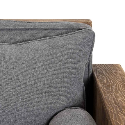 Canapé 3 places bois Pin recyclé marron tissu gris SANDY